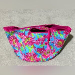 Lilly Pulitzer Vibrant Floral Beach Tote Bag in Pink and Blue